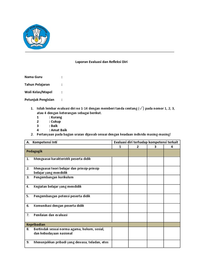 Laporan Evaluasi dan Refleksi Guru | PDF | Karier & Perkembangan
