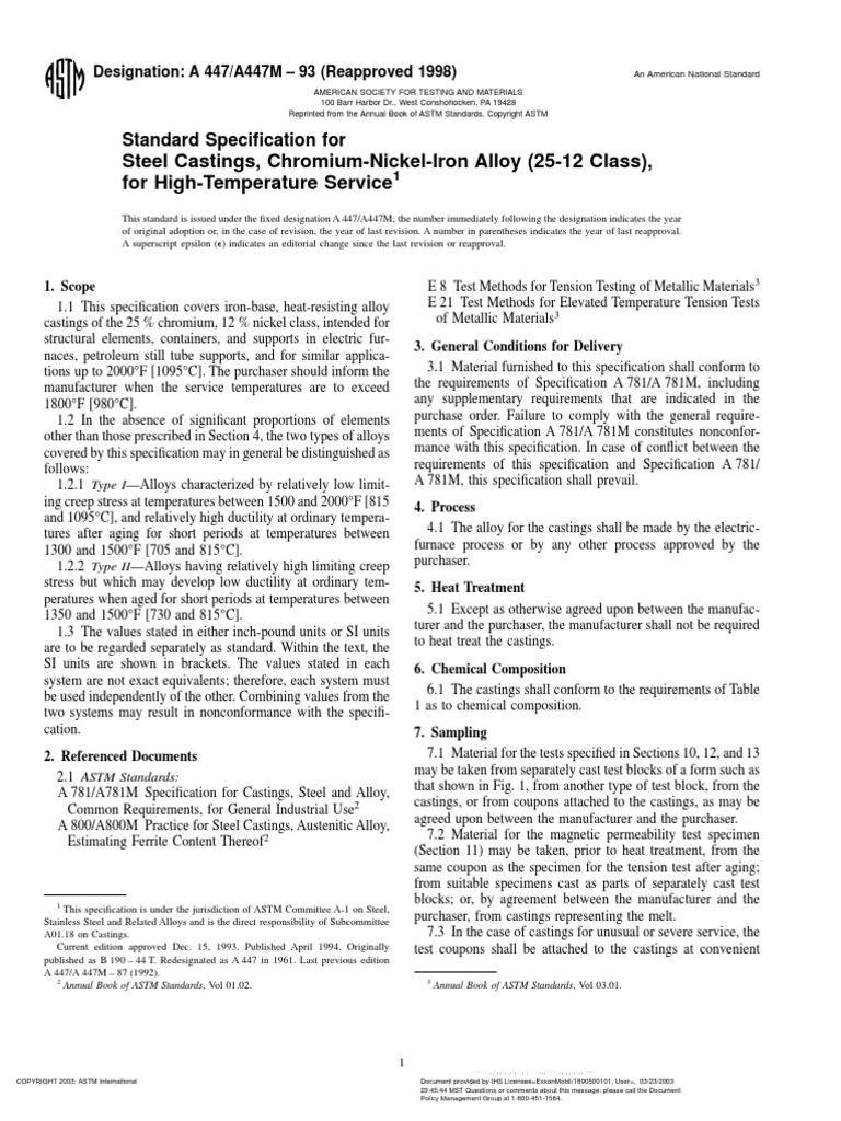 Astm A447 | Download Free PDF | Heat Treating | Ultimate Tensile Strength