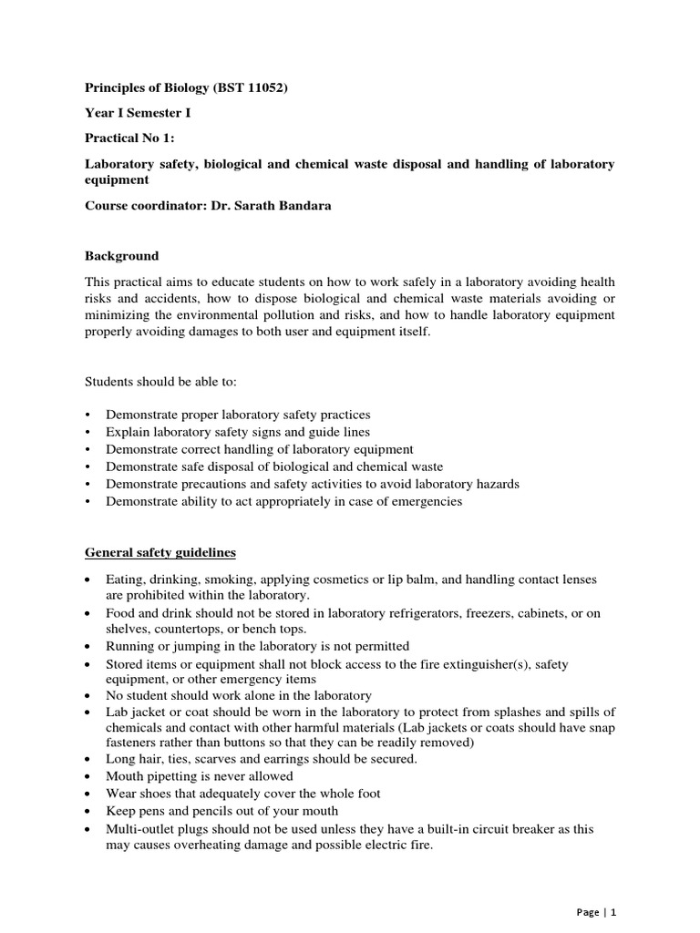 Laboratory Safety and Waste Disposal Guide | PDF | Staining | Mass ...
