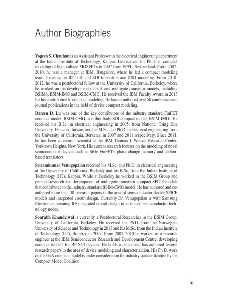 Author Biographies 2015 Finfet Modeling For Ic Simulation And