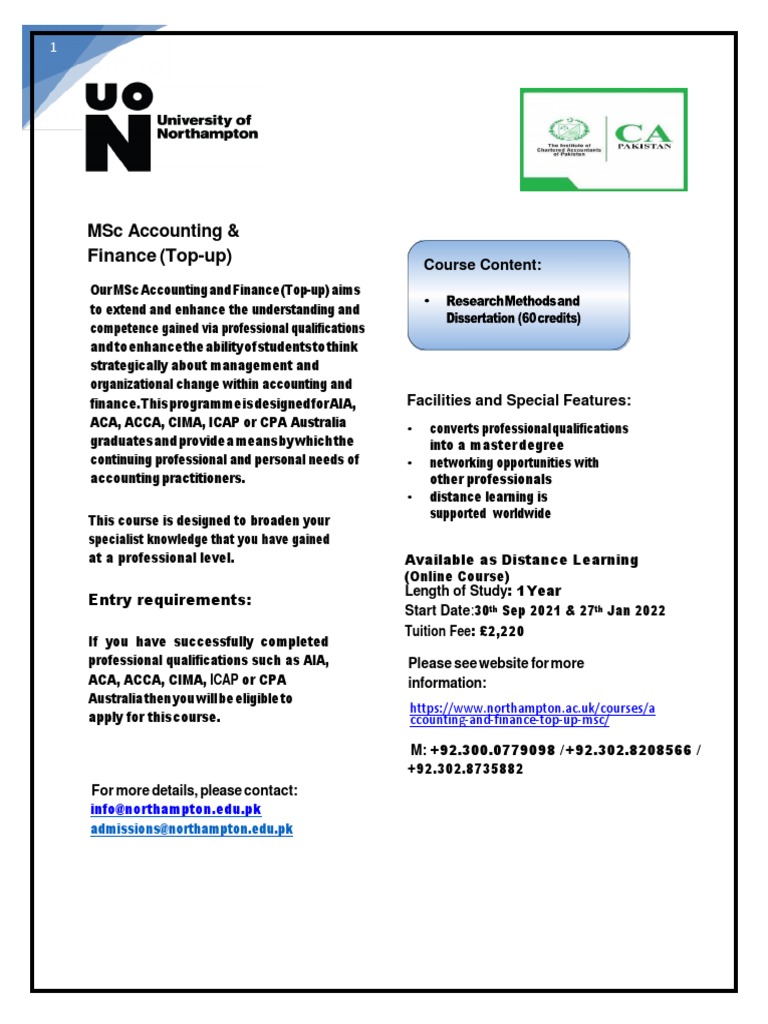 MSC Accounting Finance PDF Accounting Professional Certification