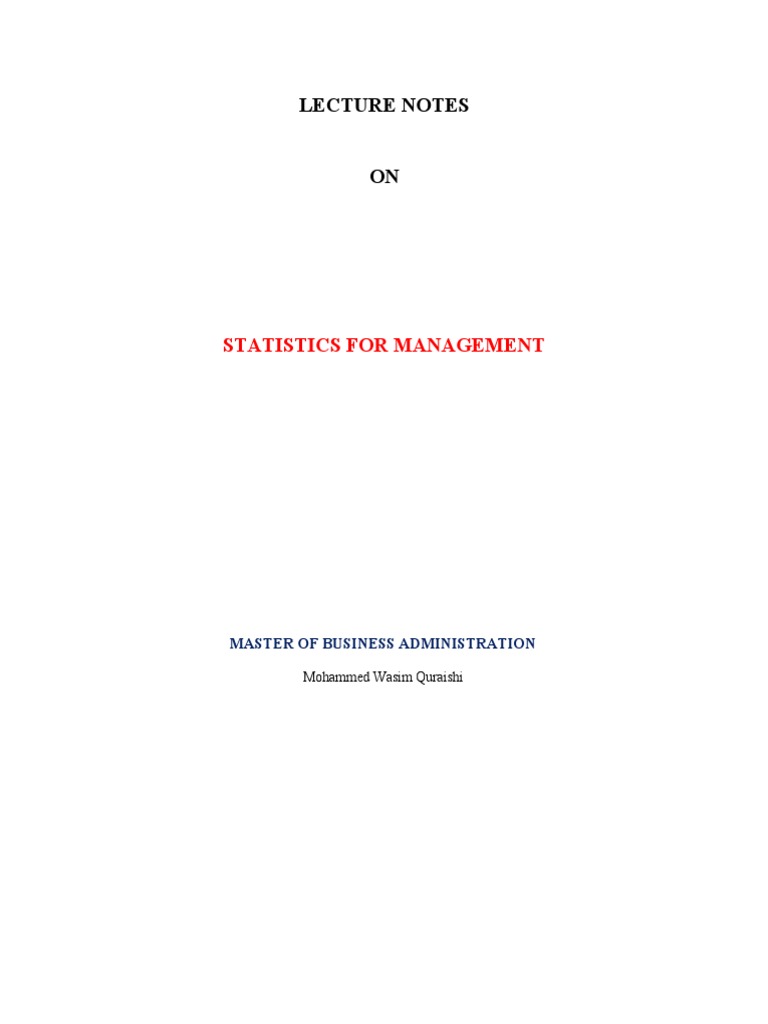 Statistics for Management MBA Notes | PDF | Cost Of Living | Statistics