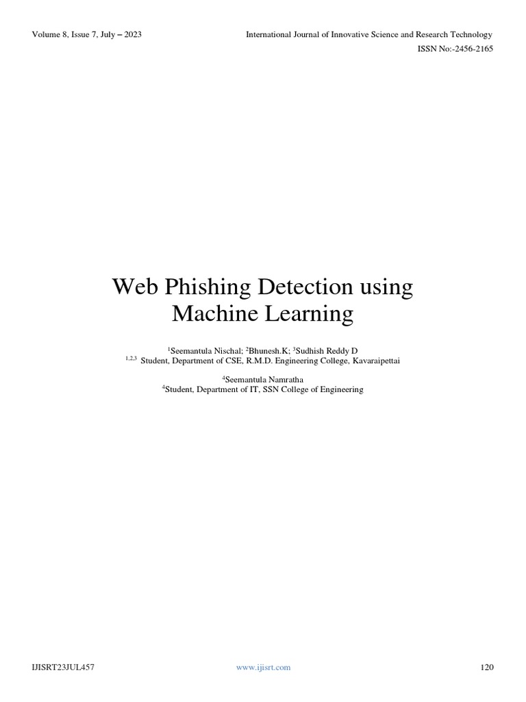 Web Phishing Detection Using Machine Learning | PDF | Phishing ...