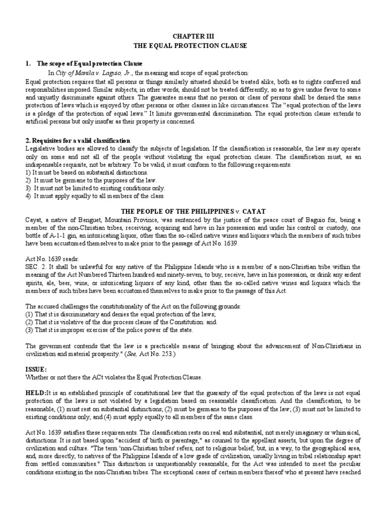 Chap. 3 Equal Protection Clause PDF Cost Of Living Standing (Law)