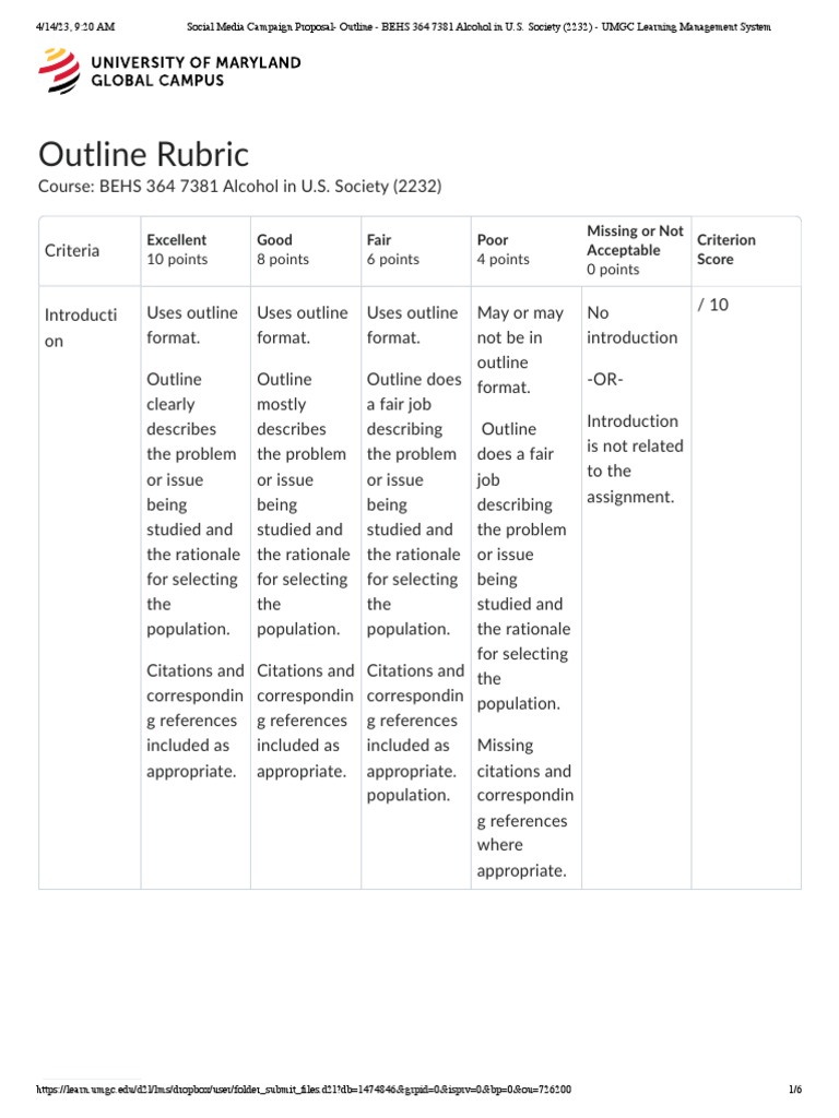 Social Media Campaign Proposal - Outline - BEHS 364 7381 Alcohol in US