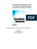 Teachers and Parents' Experiences and Feedbacks On The Use of Modules: Basis For Improved Instructional Materials