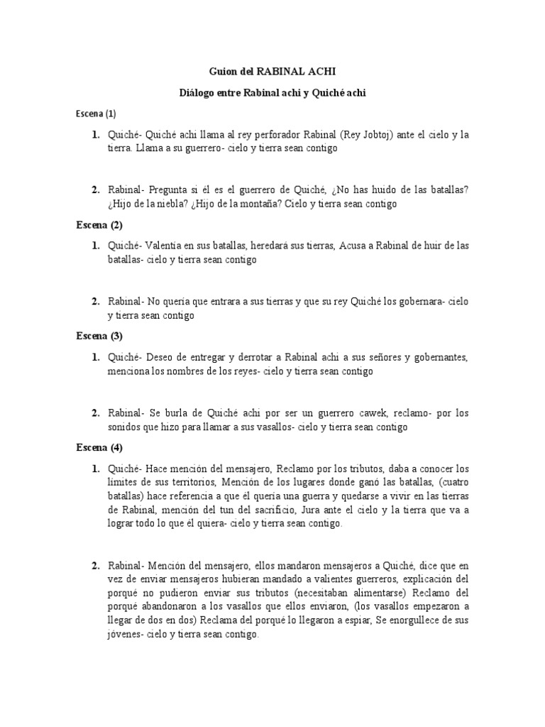 Guion Del Rabinal Achi | PDF