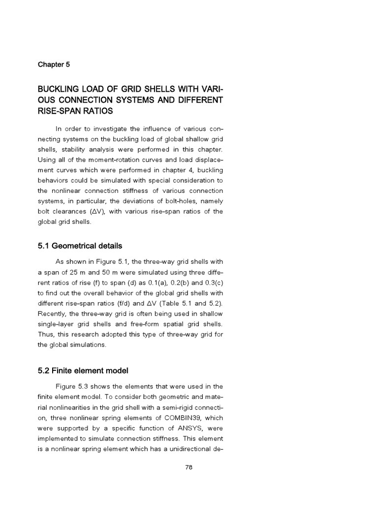 Buckling Load Analysis of Grid Shells | PDF | Buckling | Bending