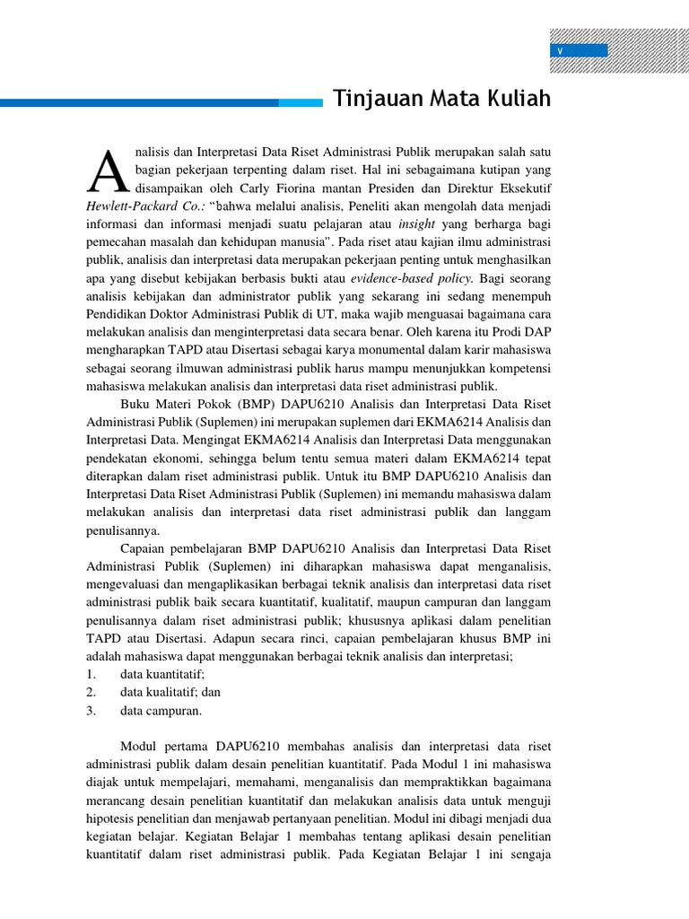 Analisis Data Riset Administrasi Publik | PDF