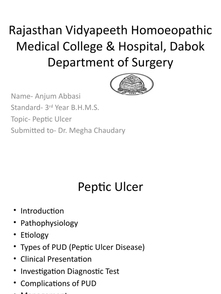 Peptic Ulcer Pdf Stomach Medical Specialties