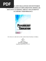 Strategies and Challenges Encountered by The Teachers in Implementing Modular Distance Learning: Impact On Students' Academic Performance