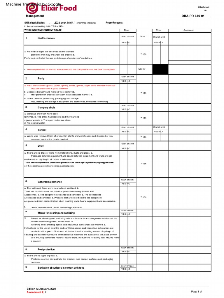 Food Safety and Sanitation Checklist | PDF | Waste | Water