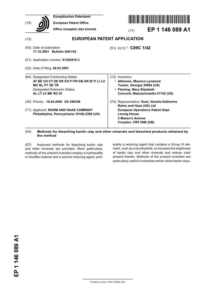 EP1146089A1 PDF Bleach Chemical Elements