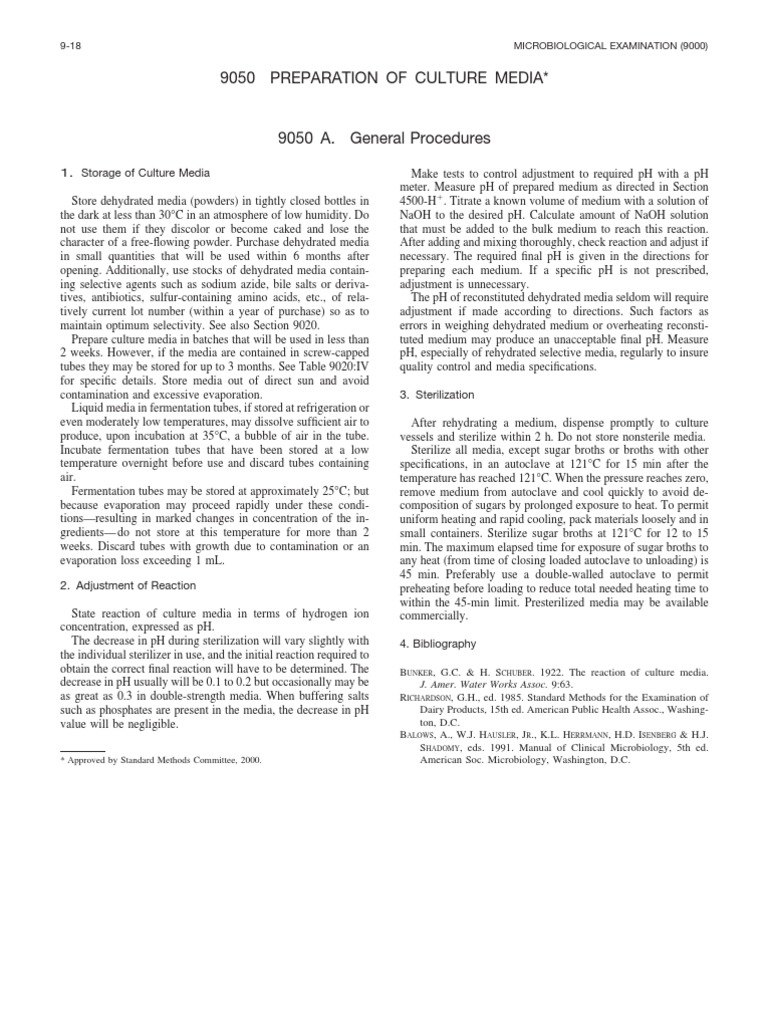 9050 Preparation of Culture Media PDF Ph Sterilization (Microbiology)