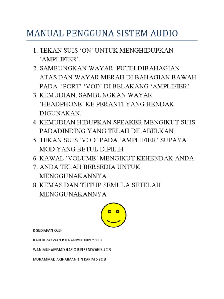 Manual Pengguna Sistem Audio | PDF