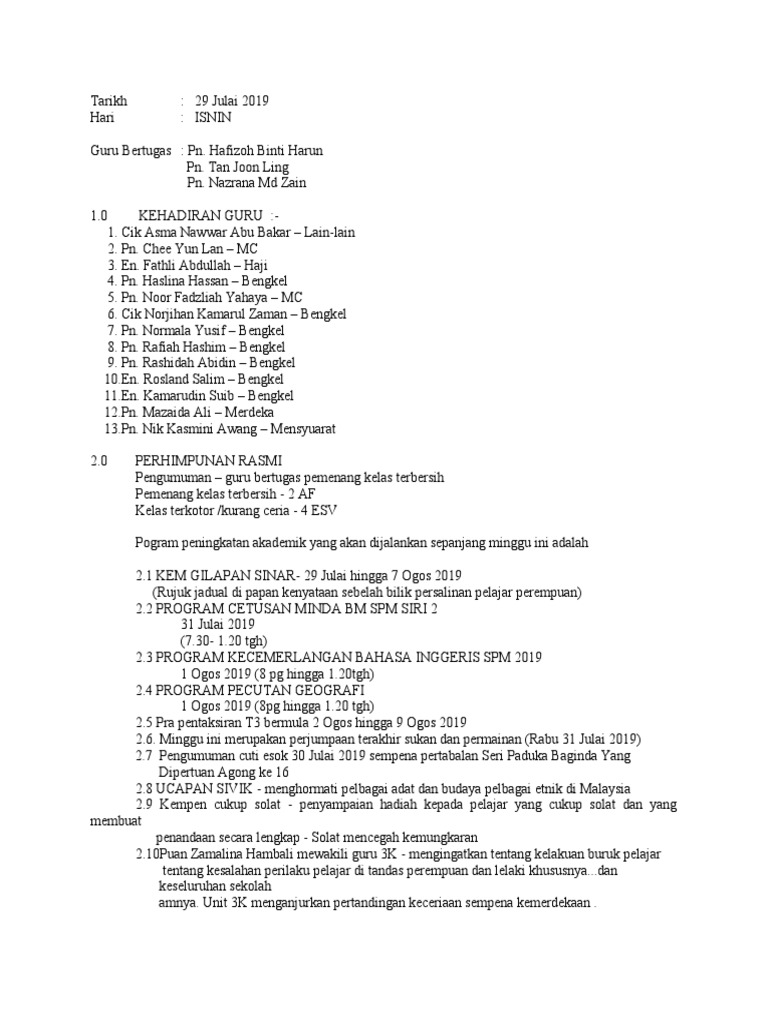 Laporan Guru Bertugas Pdf