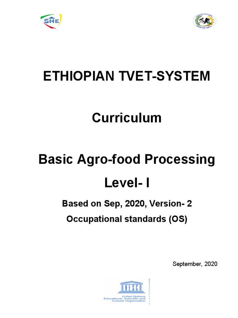 Curriculum Basic AgroFood Processing L1 PDF Evaluation Curriculum