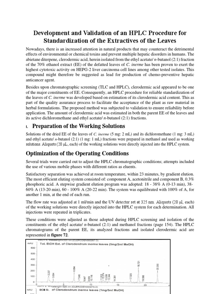 Development and Validation of An HPLC Procedure For Standardization of