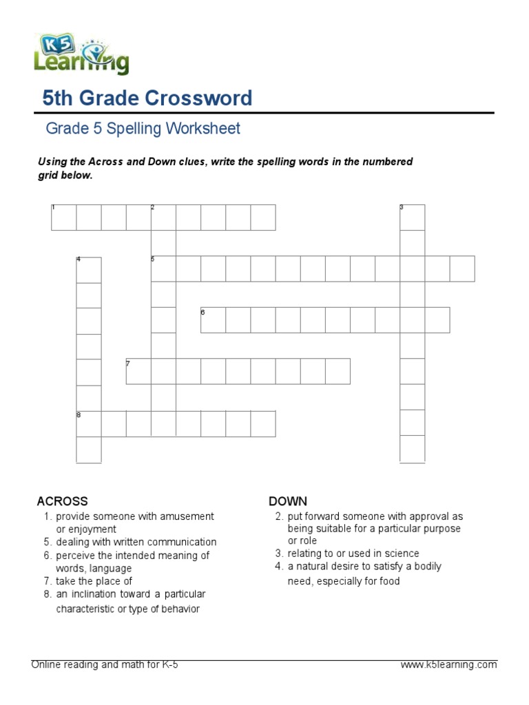 Grade 5 crossword 4 | pdf | crossword | communication
