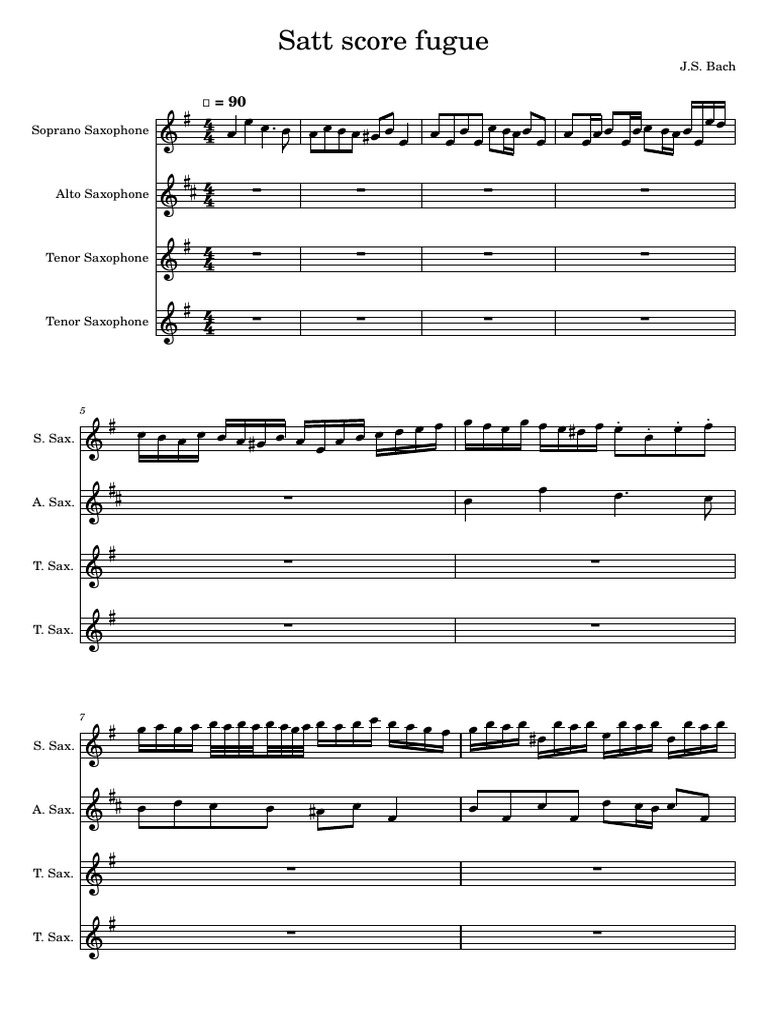 Sax Quartet Bach S Fugue In G Minor Pdf Music Production Choral