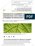 Liderazgo de La Complejidad: Entender Las Organizaciones Como Sistemas Dinámicos y Complejos de Interacciones Sociales