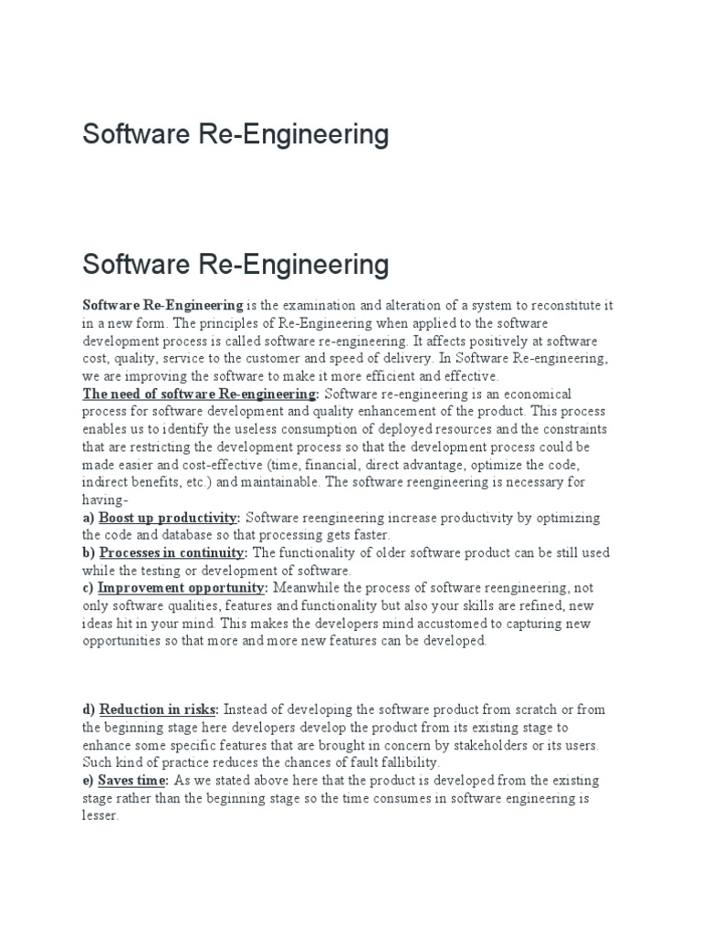 Lecture Notes 3 Software Reengineering Pdf Software Source Code
