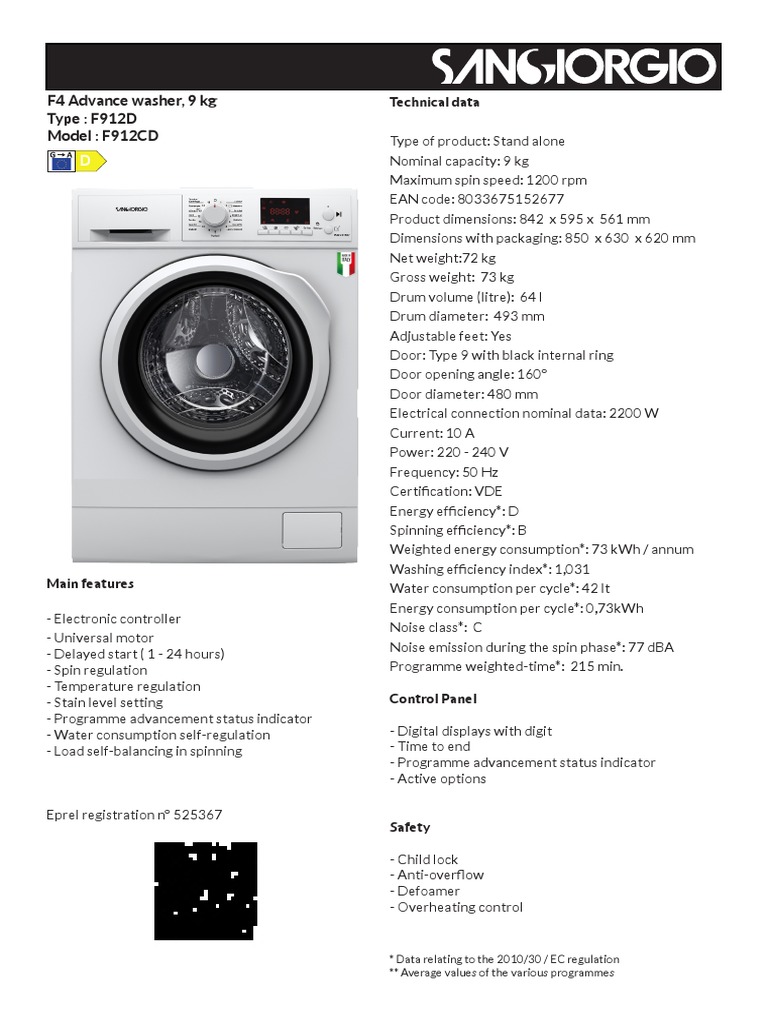 F912D Eng PDF Washing Machine Electrical Engineering