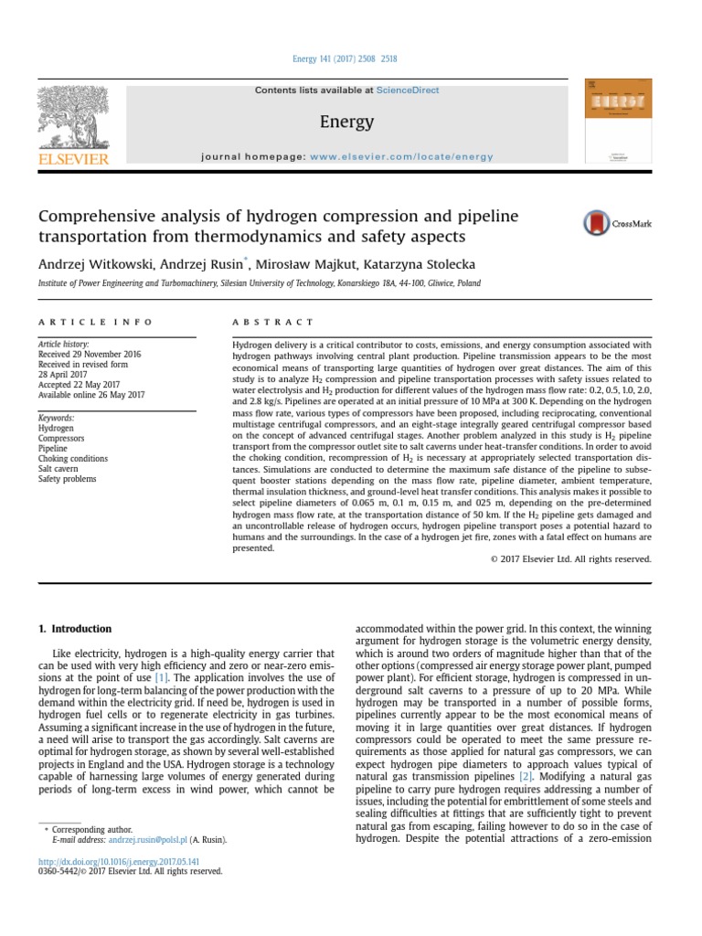 Hydrogen Compression and Pipeline Safety Analysis | PDF | Pipeline ...