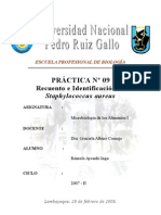 Microbiologia de Alimentos:Practica nº 09-Recuento e identificacion de Staphylococcus aureus