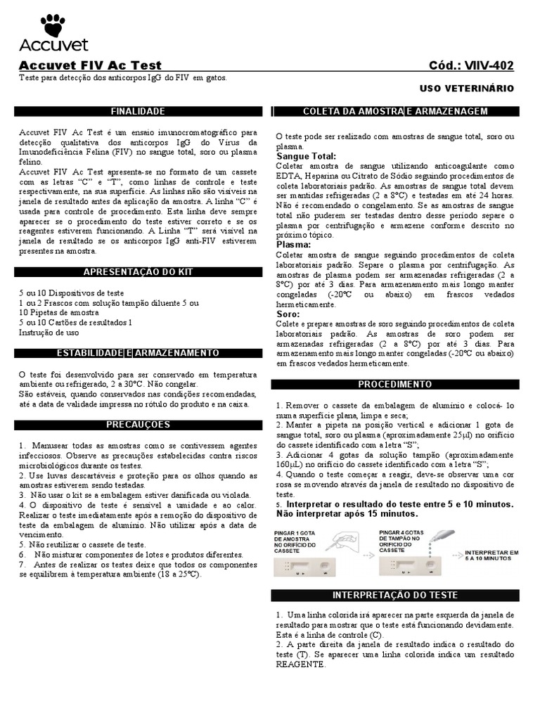 FIV Ac | PDF | Plasma sanguíneo | Sangue