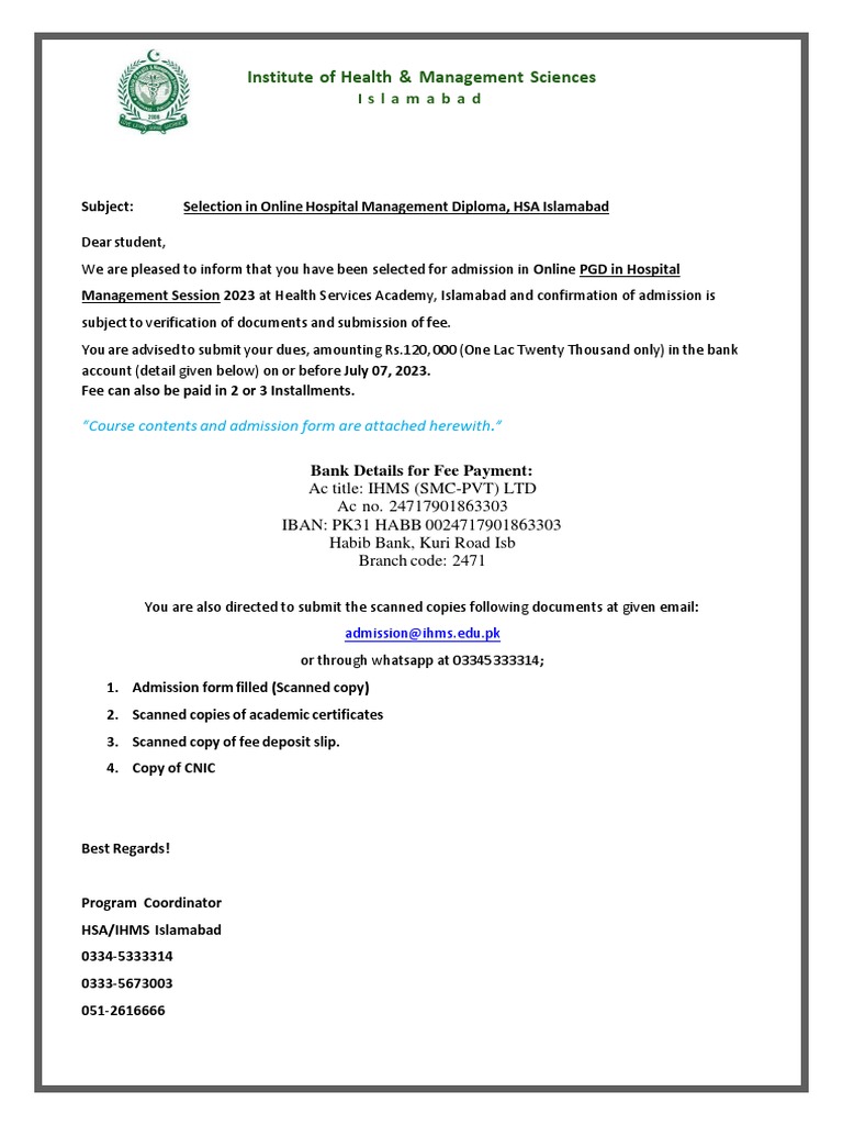 Offer Letter Hospital Management Pdf