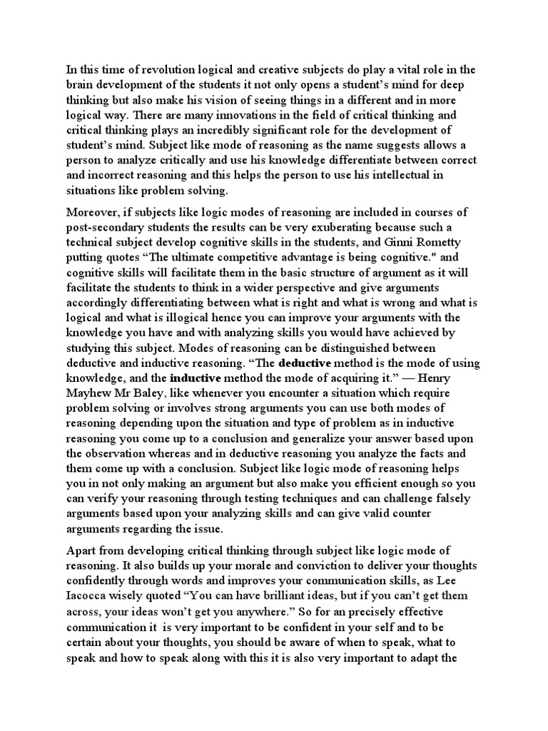 Enhancing Critical Thinking Through Logic | PDF | Reason | Critical ...