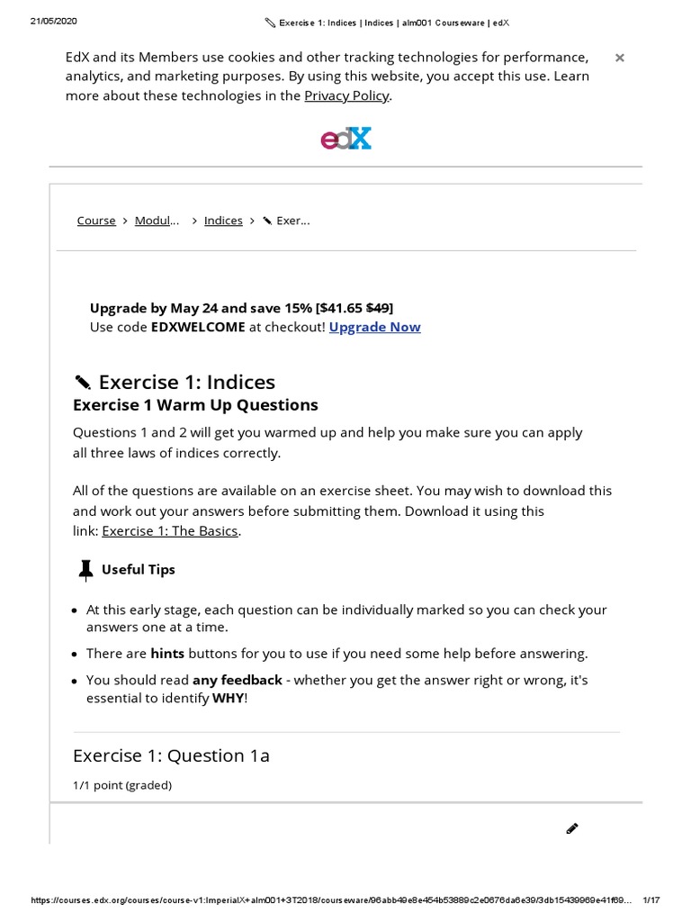 Exercise 1 - Indices - Indices - Alm001 Courseware | PDF | Cognition ...