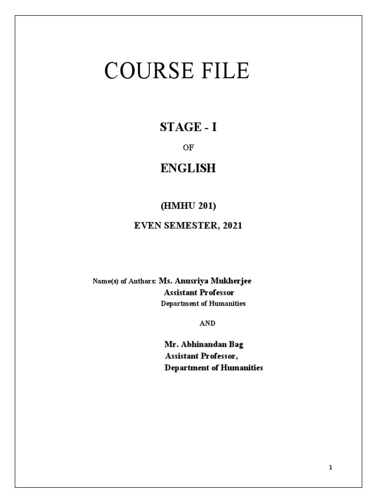 Course File HM HU 201 | PDF | Communication | Reading Comprehension