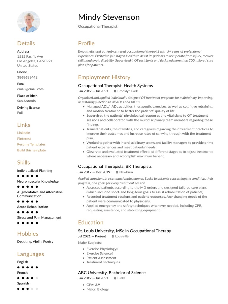Milan Resume Template Professional | PDF | Physical Therapy | Medicine