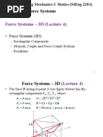 Lecture 4 Chapter 2 - Force Systems 3D