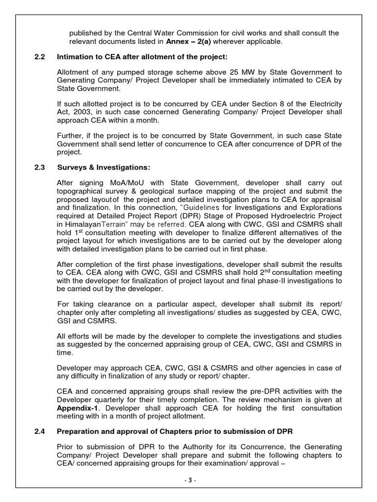 Guidelines for formulation of detailed project reports for pumped