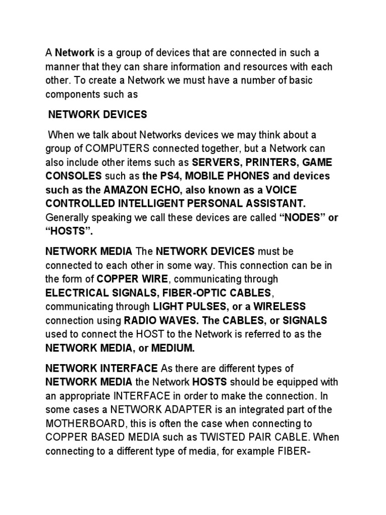 A Network Is A Group of Devices That Are Connected in Such A Manner