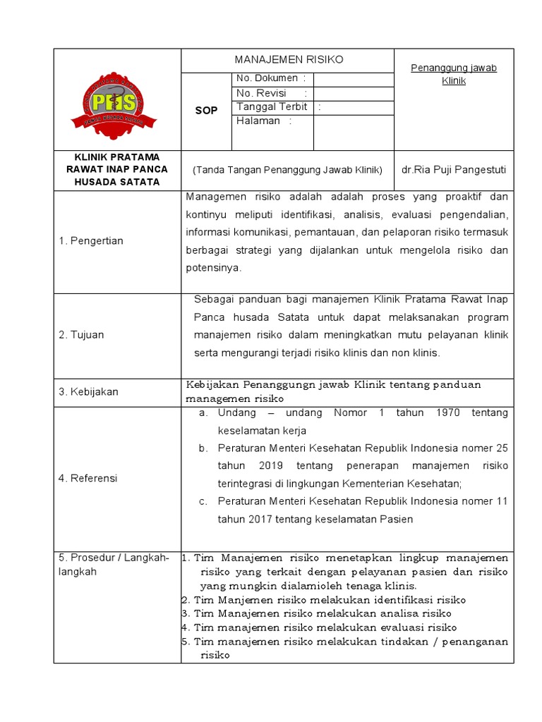 Sop Managemen Risiko | PDF