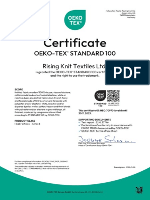 ECO PASSPORT BY OEKO-TEX® Certification 2022-2023 - Neoflex