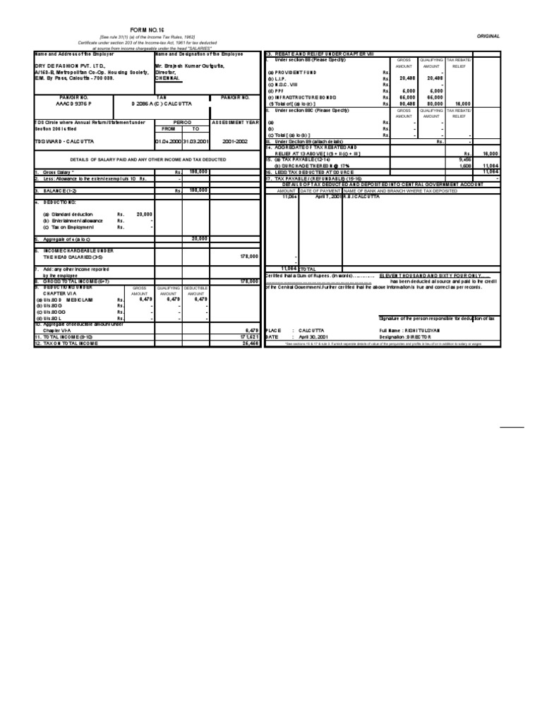 Form16 BKG | PDF