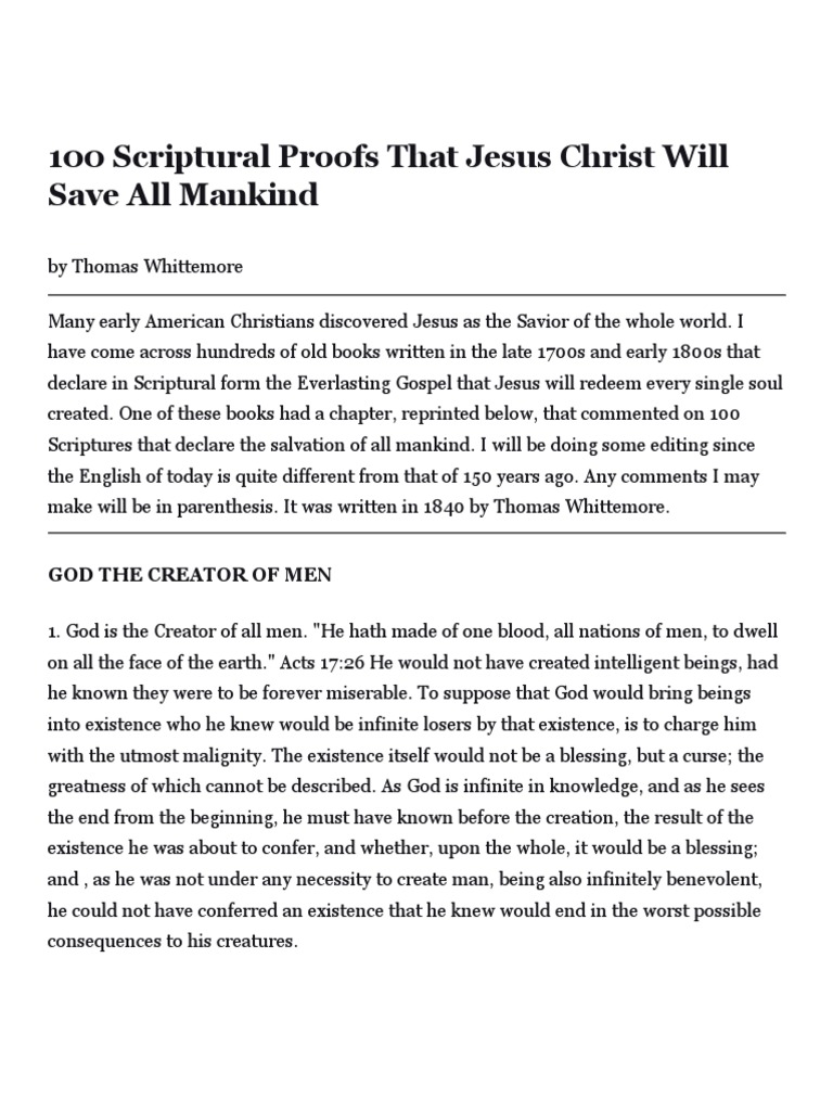 Salvation for All: A Scriptural Case | PDF
