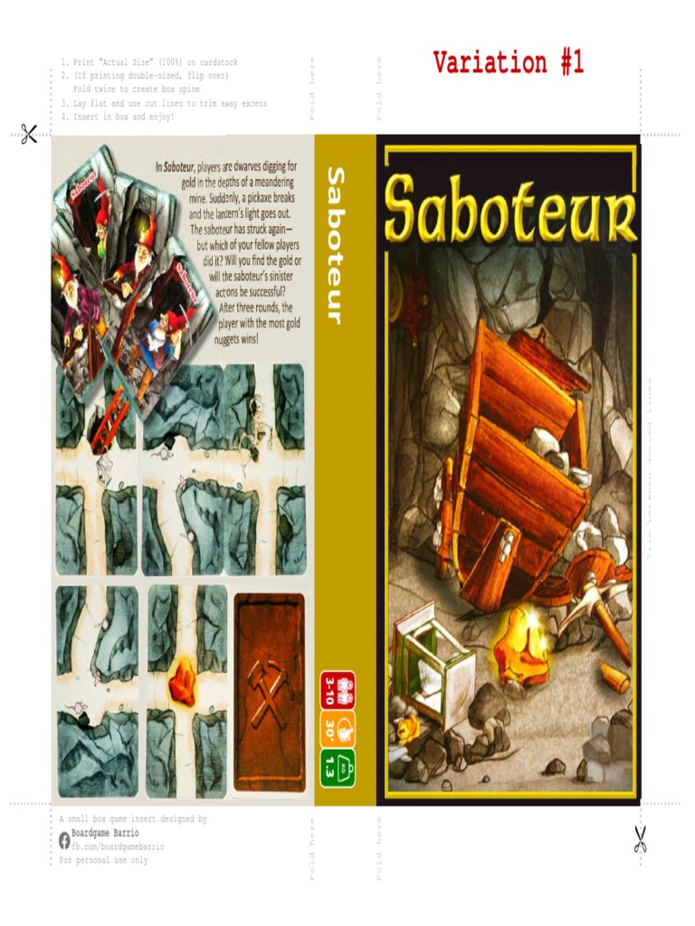 Saboteur Game Insert Instructions | PDF | Printing