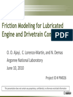 Friction Modeling Lubricated Engine and Drivetrain Components