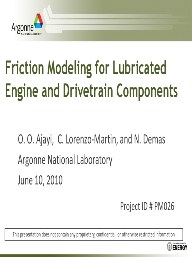 Friction Modeling Lubricated Engine and Drivetrain Components PDF