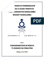 Tata Ibadah Minggu VI Setelah Trinitatis, 16 Juli (Bhs Batak) MM