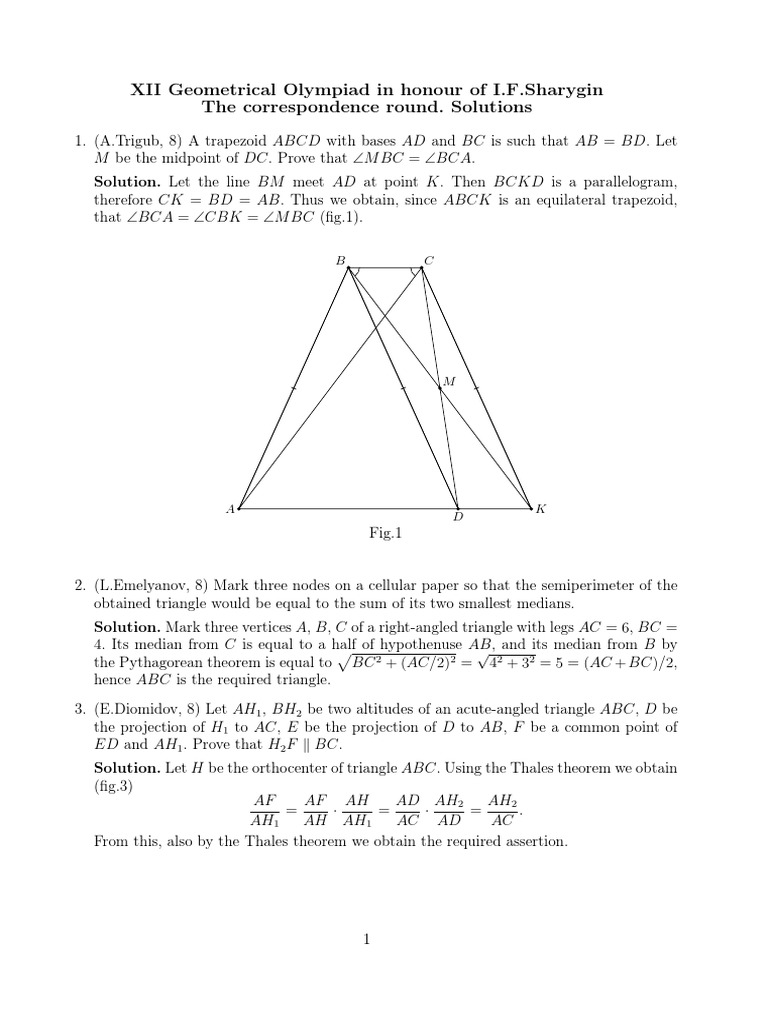 Geometry Olympiad Solutions | PDF | Triangle | Circle