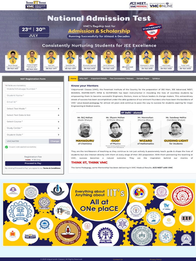 think-iit-think-vidyamandir-nat-2023-vmc-biggest-admission-test-of
