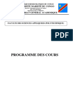 Programme Des Cours: Universite Mariste Du Congo
