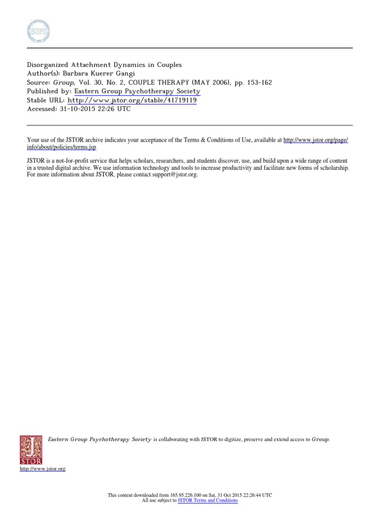 Disorganized Attachment in Couples | PDF | Attachment Theory ...